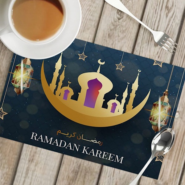 32x43cm Eid Mubarak Bordsmatta Islam Muslim Festival Party