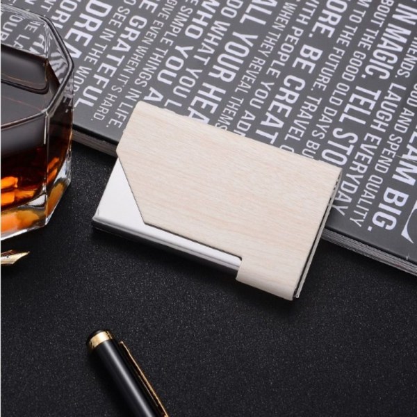Visitkortholder Wood Grain Card Case PU Læder Card Case