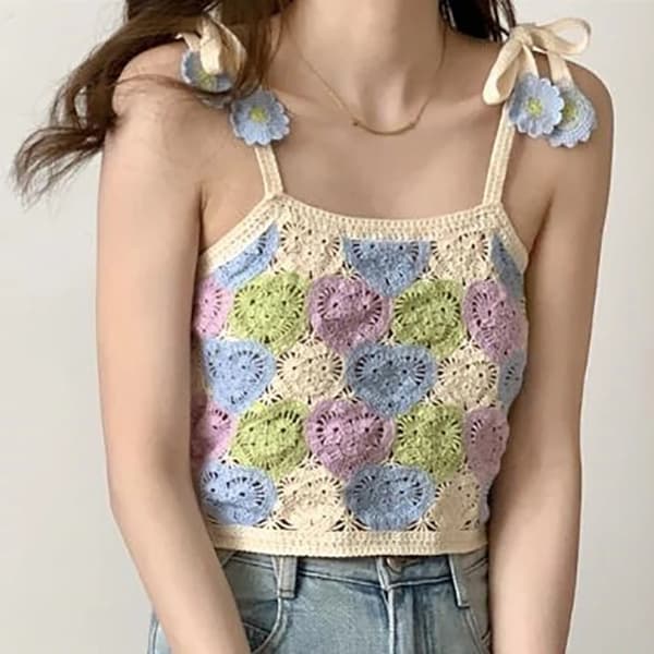 Stickad Väst Toppar Cropped Top BLÅ LITEN LITEN blue small-small