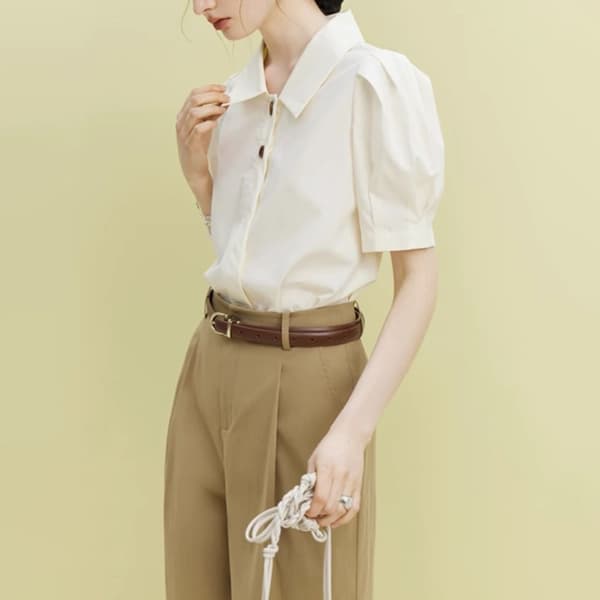 Bluse med bobleermer, dame, L L