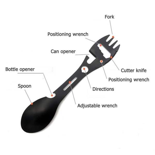 Utomhus Spork Gaffel Sked Flaskburköppnare Camping Survival