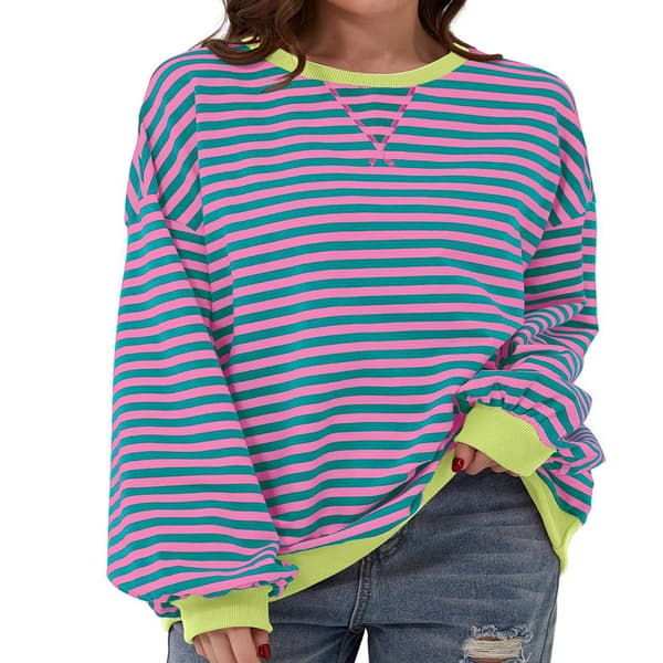 Dam Oversized Sweatshirt Långärmad Tröja ROSA M pink M