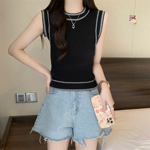 Rundhals T-shirt Vest SORT SORT Black