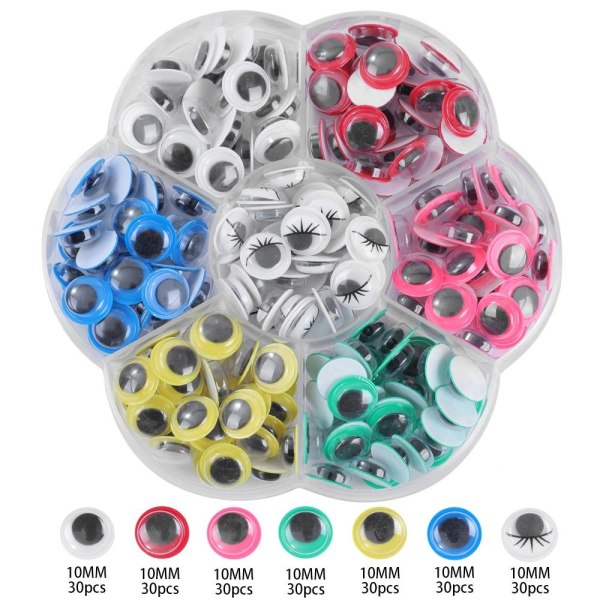 210 kpl Itsekiinnittyvä Wiggly Googly Doll Eye Simulaatiosarjakuva 03
