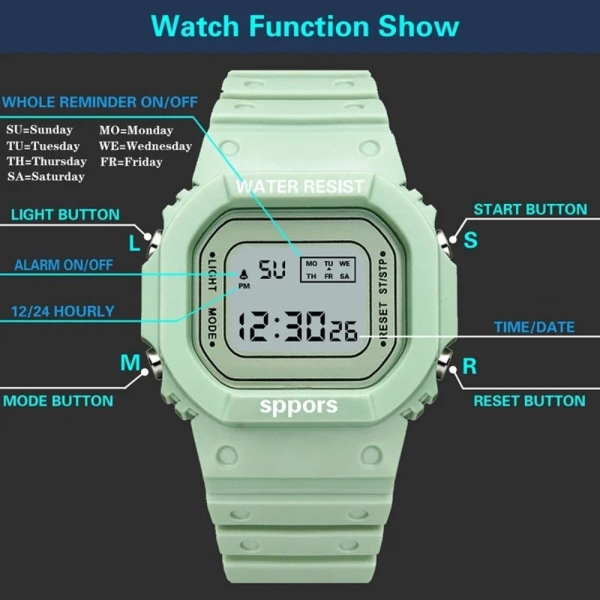 Silikone Jelly Watches Sports Elektronisk Ur HVID white