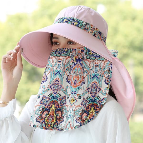 Sommarsolhatt med sjal ROSA pink