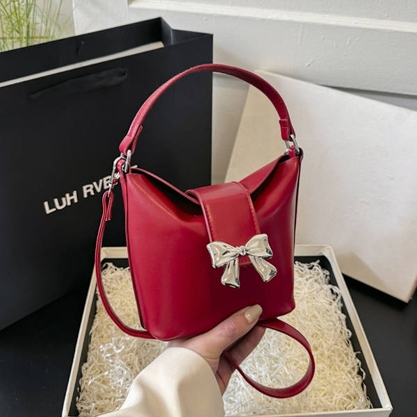 Bow Hand Bag Bucket Bag PUNAINEN Red