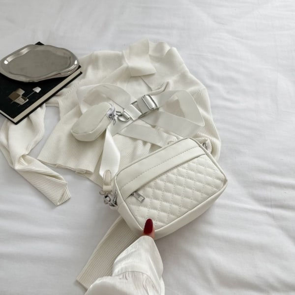 Mini vattert Crossbody Bag Casual Skulderveske HVIT white