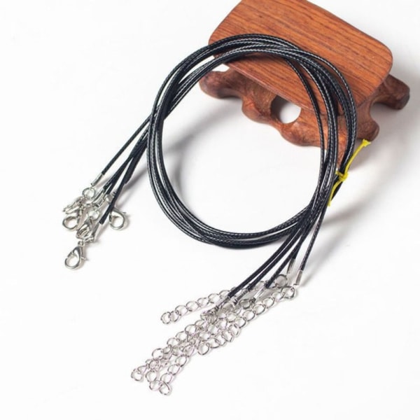50 Stk Halskjede String Tau Lær Vokset Cord Chain SVART Black