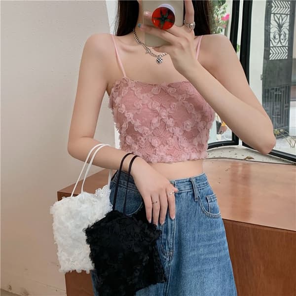 Camisole Blomstret Spaghettistropp HVIT White