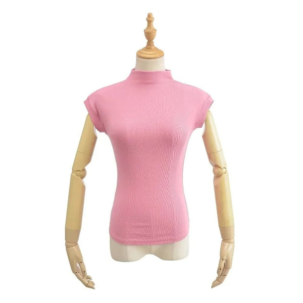 Kvinder sommer rullekrave T-shirts uden ærmer Toppe SORT M black M