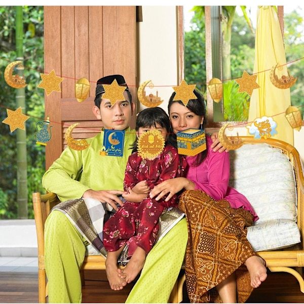 EID Mubarak flagga drar ramadan dekorationsflagga 5 5 5