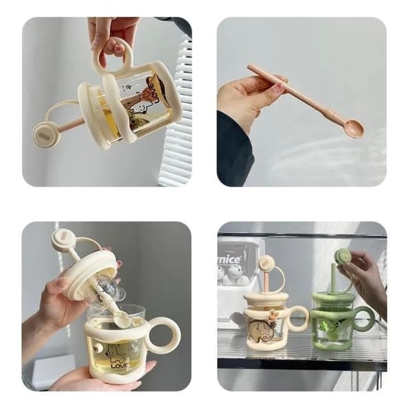 450 ml tecknad glaskopp kaffemugg GUL Yellow