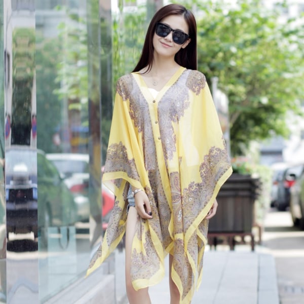 Beach Shawl Chiffon Bluse GUL Yellow