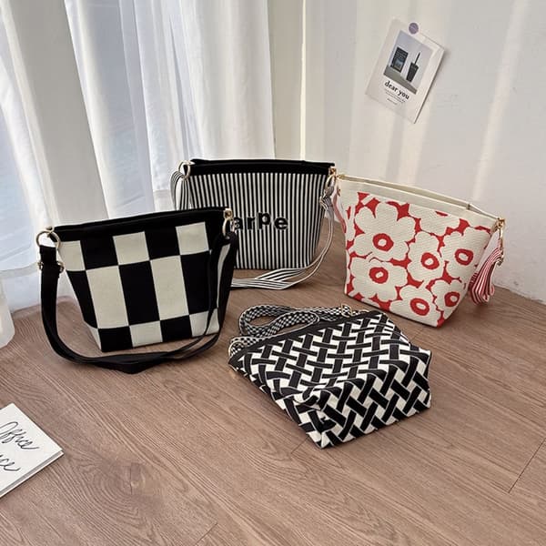 Crossbody Stickad Väska Stickad Handväska 2 2 2