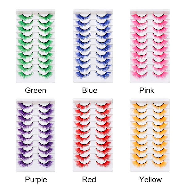 10 Par Färgade Fransar Cat Eye Ögonfransar GUL Yellow