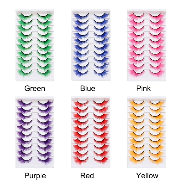 10 par fargede vipper Cat Eye øyevipper LILLA Purple