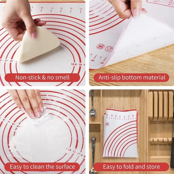 Silikone Bageunderlag Kagerulle SORT BAGEUNDERLAG BAGEUNDERLAG Black Baking Mat-Baking Mat