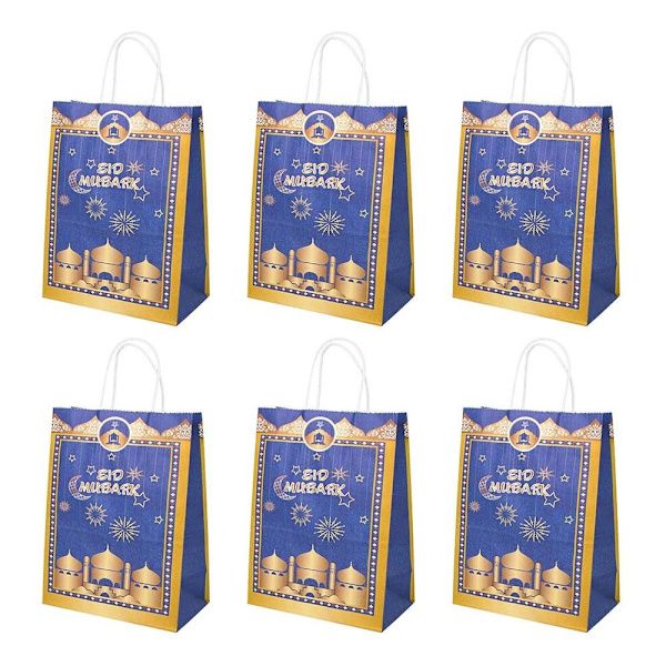 6 stk Eid Mubarak papirpose gaveæsker STIL 2