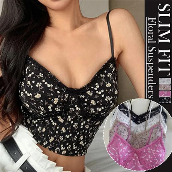 V-pääntietopit kukkakuvioinen Camisole MUSTA black