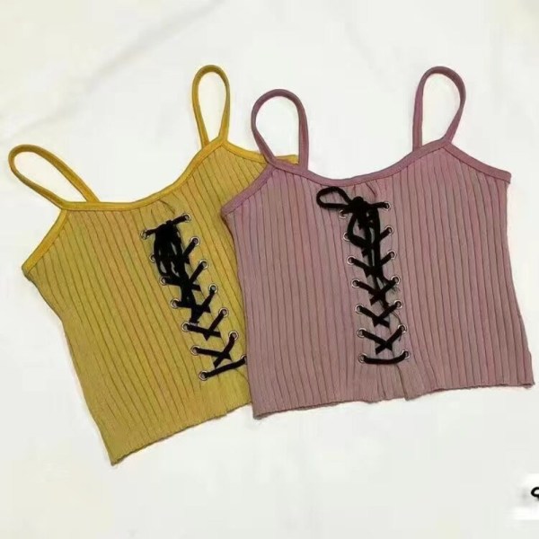 Crop Top Stickad Camis GUL yellow