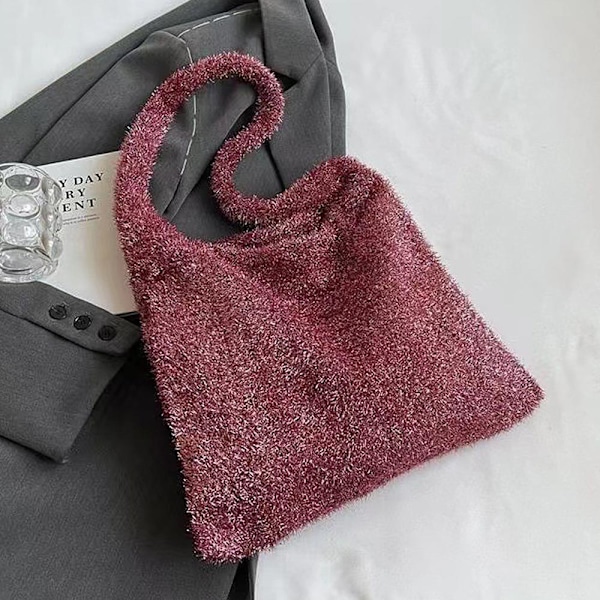Virkattu Kangaskassi Olkalaukku HARMAA Grey