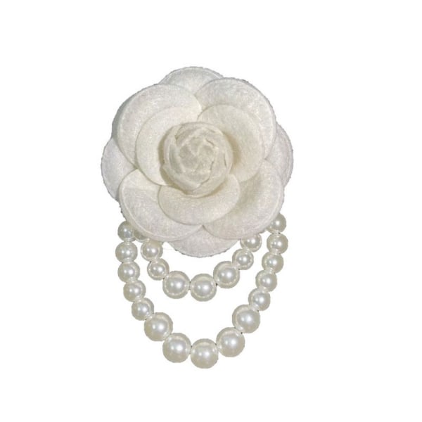 Camellia Flower Broche Pins Pearl Tassel Corsage GUL yellow