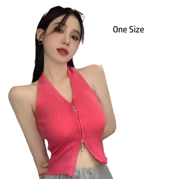 Halterneck Croptop til kvinder, hvid White