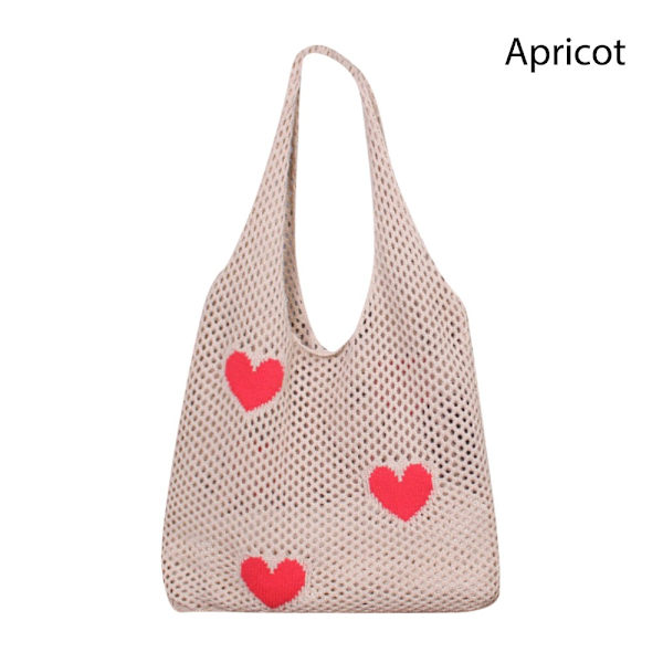 Strikkede håndvesker Heklet Tote Bag APRIKOS Apricot