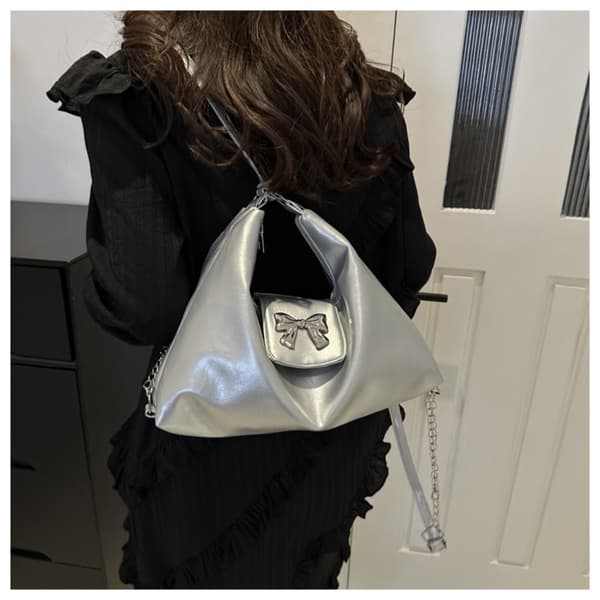 Bow Handväska Tote Bag VIT White