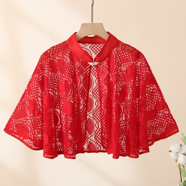 Ros Jacquard Polyester Sjalar Solskyddscarf RÖD Red