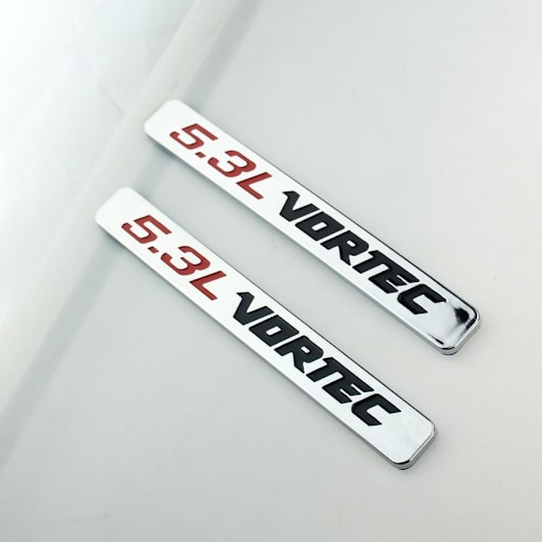 2 stk 5.3L VORTEC Motorhjelm Emblemer 3D Bogstav Logo Bil Motor Badge