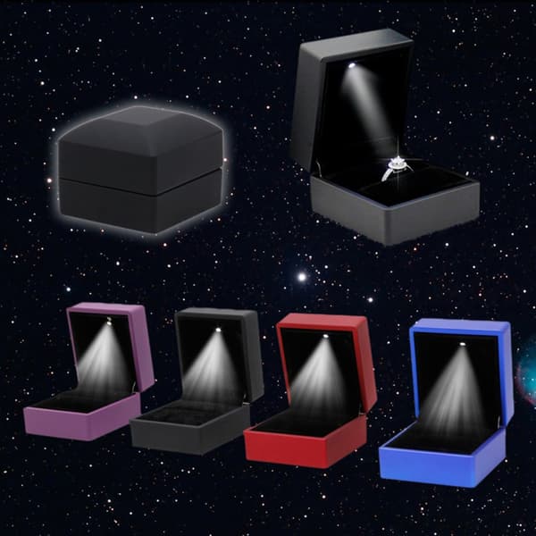 LED Lys Ring Æske Forlovelsesring Æske SORT Black