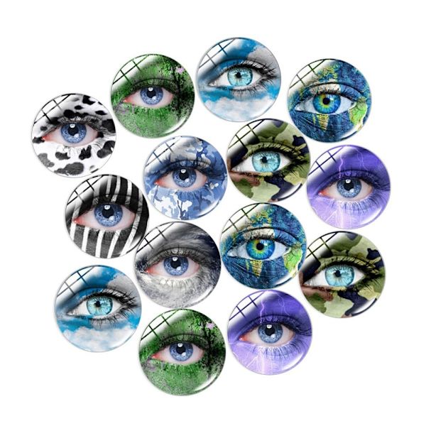 20 st printed glascabochoner Swirl glascabochoner 16MMCOLOR 16mmColor random
