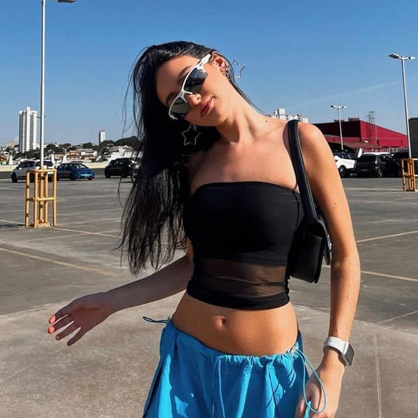 Crop Top -putkitoppi MUSTA S Black S