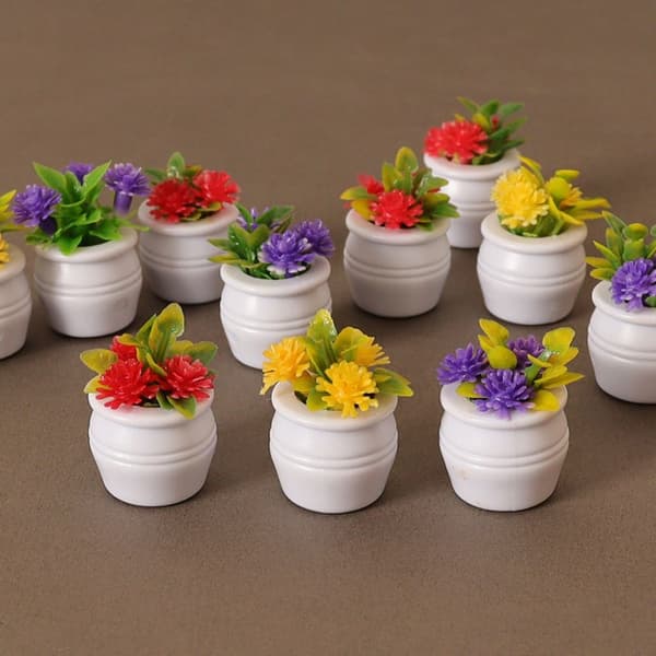Dockhus Miniatyr Plast Simuleringsvas GUL Yellow