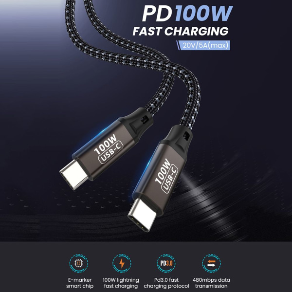 USB C til USB Type C-kabel Datalinje 1,5M 1.5m