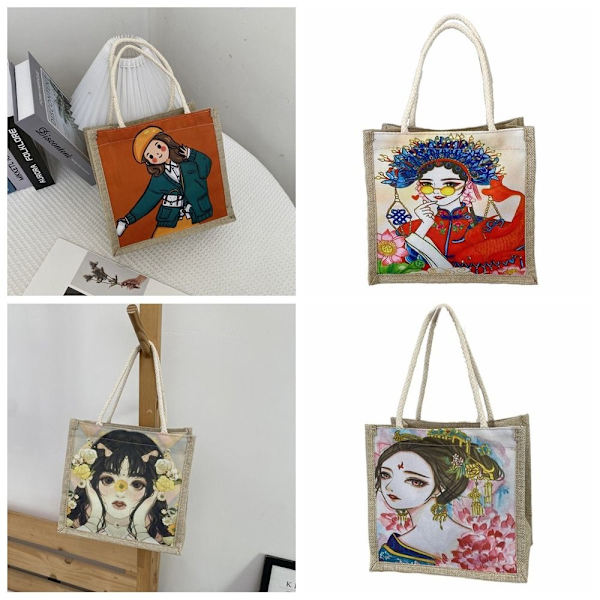 Flax Tote Bag Wrinkle Handbag 4 4 4