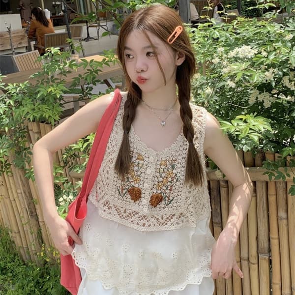 Strikket Sling Vest HVIT White