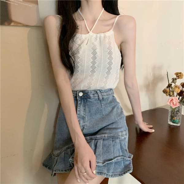 Strikket Sling Udhulet Top SORT Black