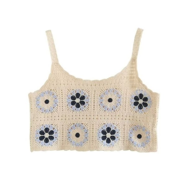 Bohemian Knitted Hollow Suspender Ermeløs Topp APRIKOS Apricot