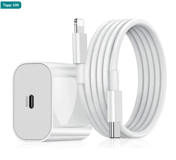 iPhone Rask Lader USB-C Strømadapter 20W + 1m Kabel 4pcs