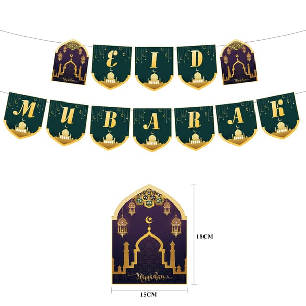Eid Mubarak Banner Ramadan Dekorasjon GRØNN