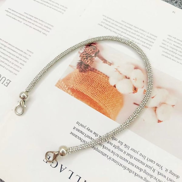 Lyhyt laukkuhihna tekojalokivilaukun kahva HOPEAA silver