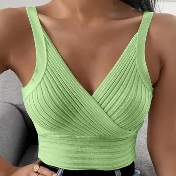 Dame ensfarvede stropper strikket toppe LYS GRØN Light green