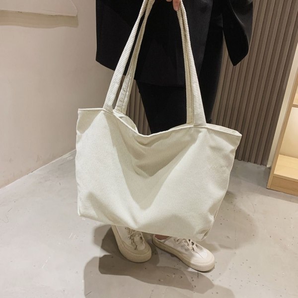Blød Corduroy taske Dame Canvas Håndtaske SORT black