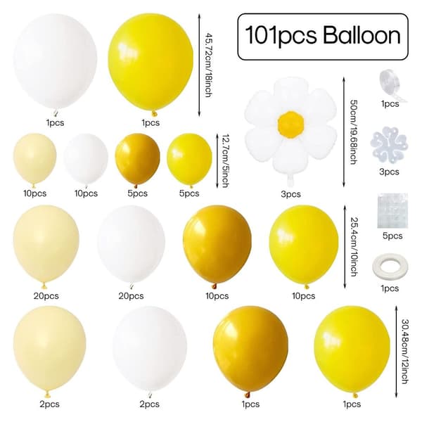Daisy Ballon Guirlande Bue Sæt Retro Hippie Boho
