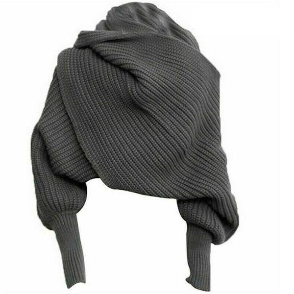 Stickade Scarf Sweater Toppar SVART Black