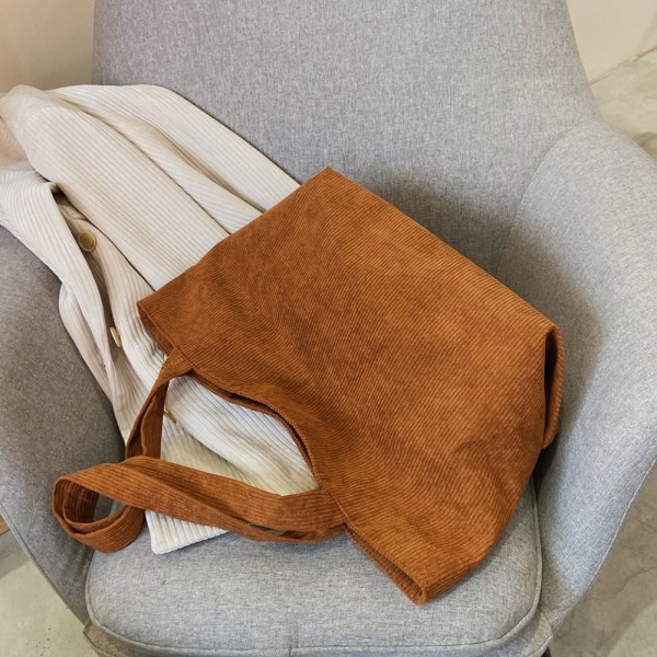 Myk cordfløyelveske Dame Canvas Håndveske BRUN brown