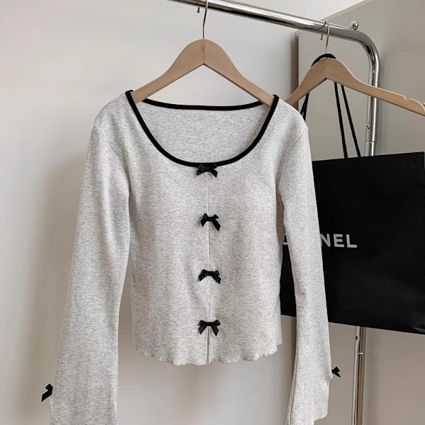 Bow Cropped Top Långärmad T-shirt L L